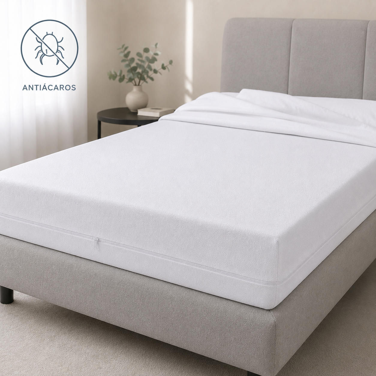Protector de Colchón Impermeable Antiácaros Platino — Microfibra Transpirable, Ajustable y de Máxima Absorción