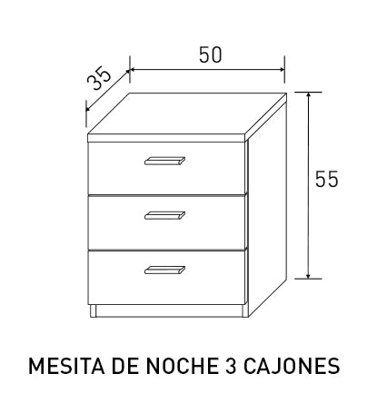 Mesita de Noche Monika – 3 Cajones