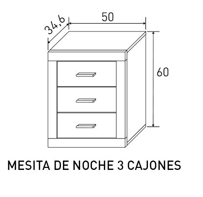 Mesita de Noche Lara – 3 Cajones
