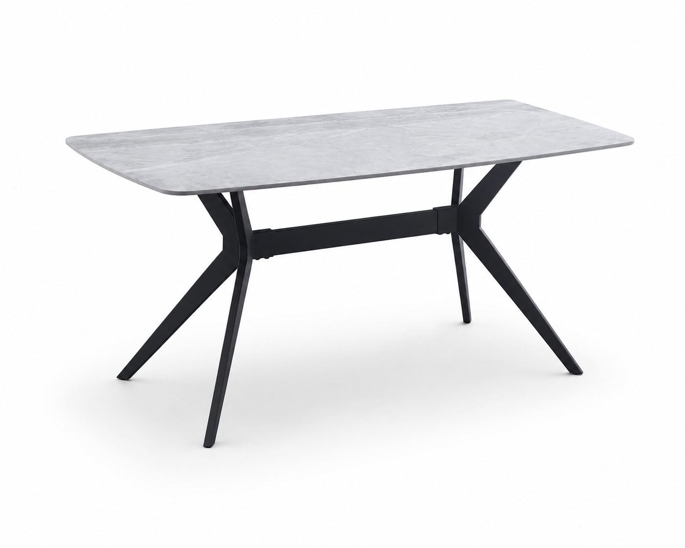 Mesa de Comedor Calista — Cerámica Efecto Mármol con Patas Metálicas Negras, 160×90 cm