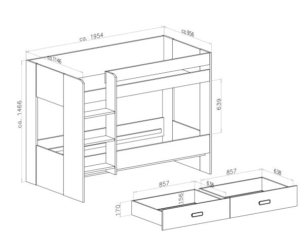Cama Litera Donald – Diseño funcional con almacenaje inferior