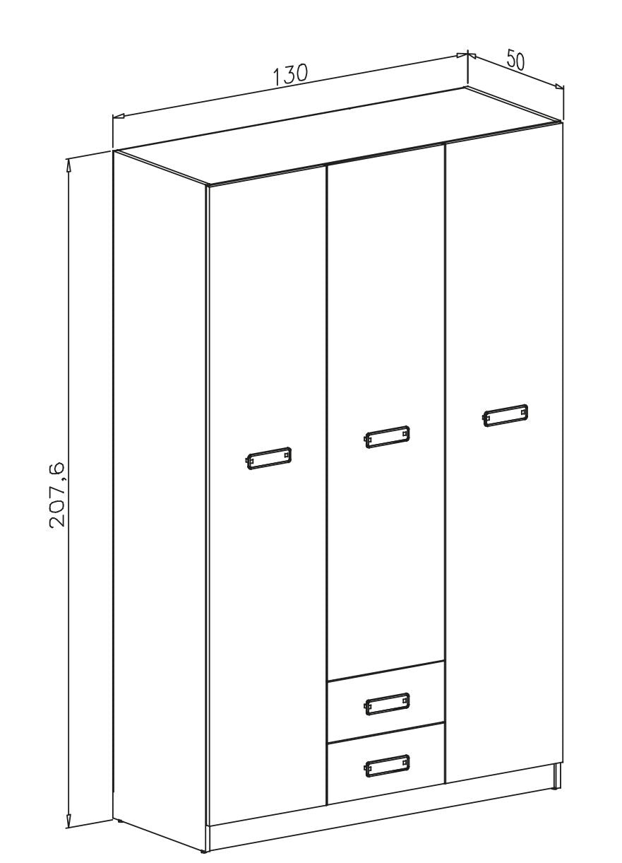 Armario Donald 3 Puertas Abatibles con 2 Cajones