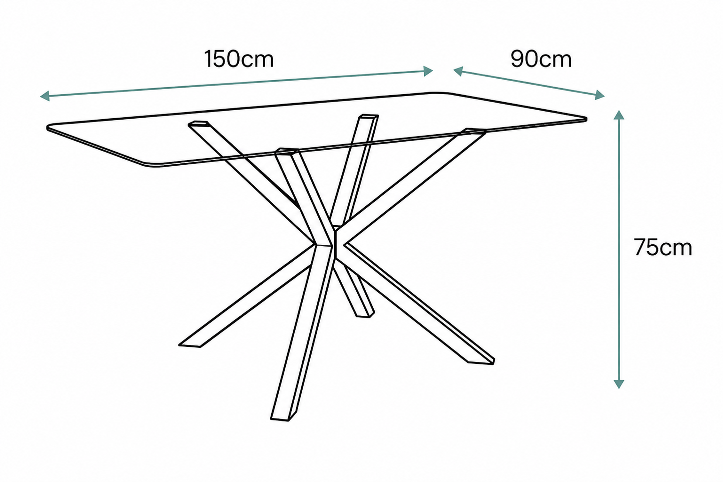 Mesa de Comedor Maya Ceramic — Cerámica Blanca Efecto Mármol de 12 mm, 150×90 cm