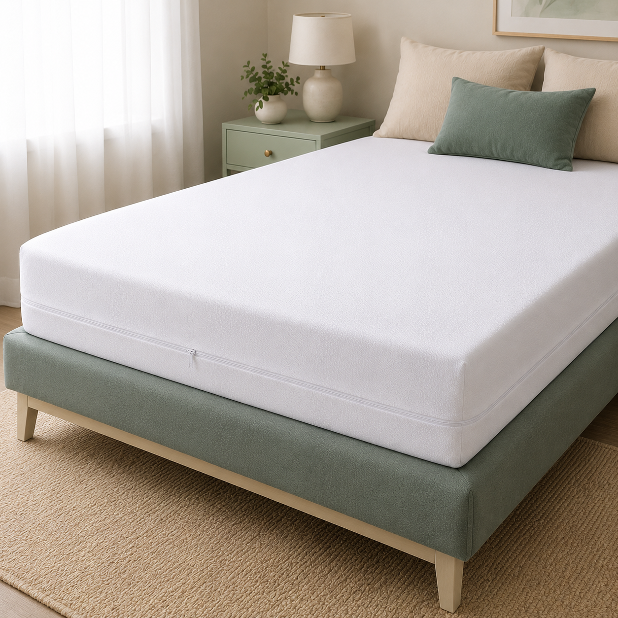 Protector de Colchón FMTEX Rizo + PU — Impermeable, Transpirable y Antiácaros, Certificado OEKO-TEX