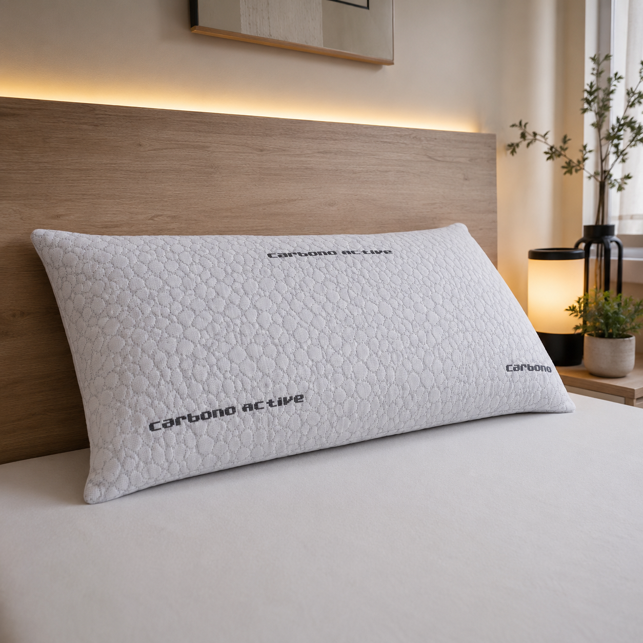 Almohada de Copos Viscoelásticos con Carbono Activo — Ergonómica, Adaptable y de Firmeza Media-Alta