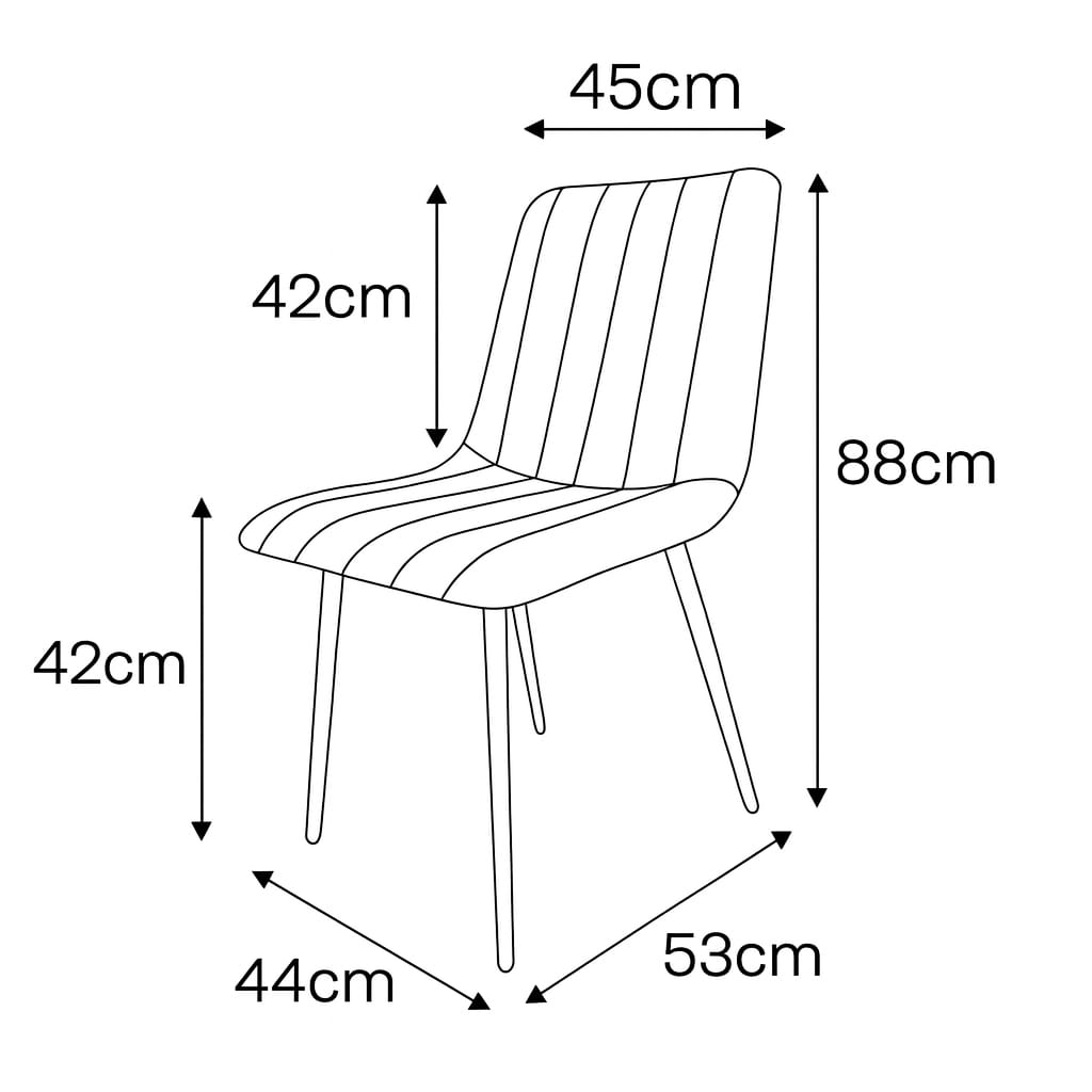 Silla de Comedor RIO – Terciopelo con patas metálicas negras
