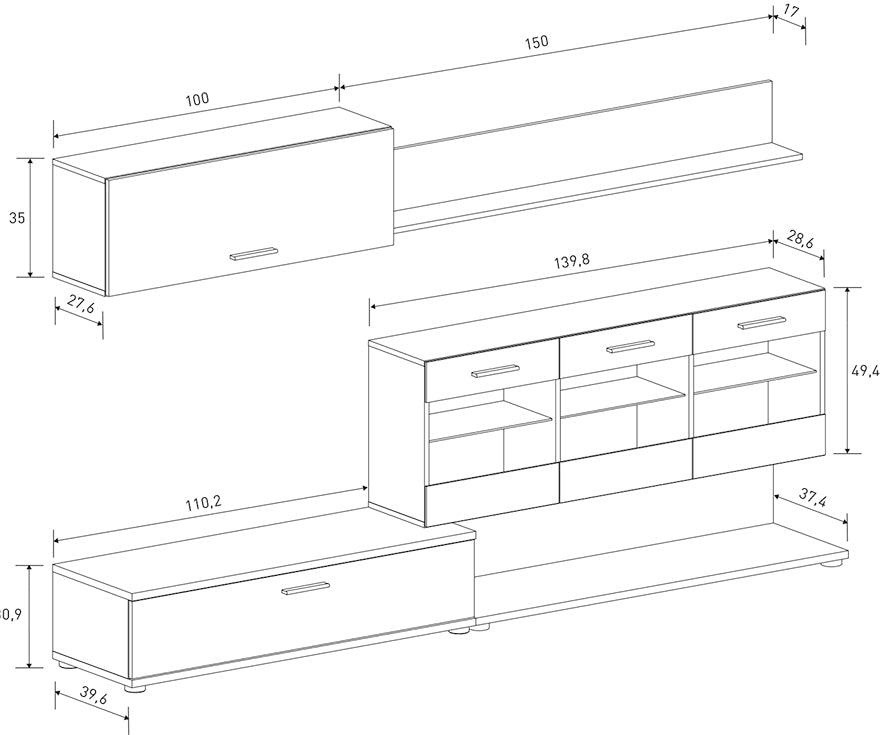 Mueble de Salón Zafiro – Moderno, funcional y con gran capacidad de almacenaje