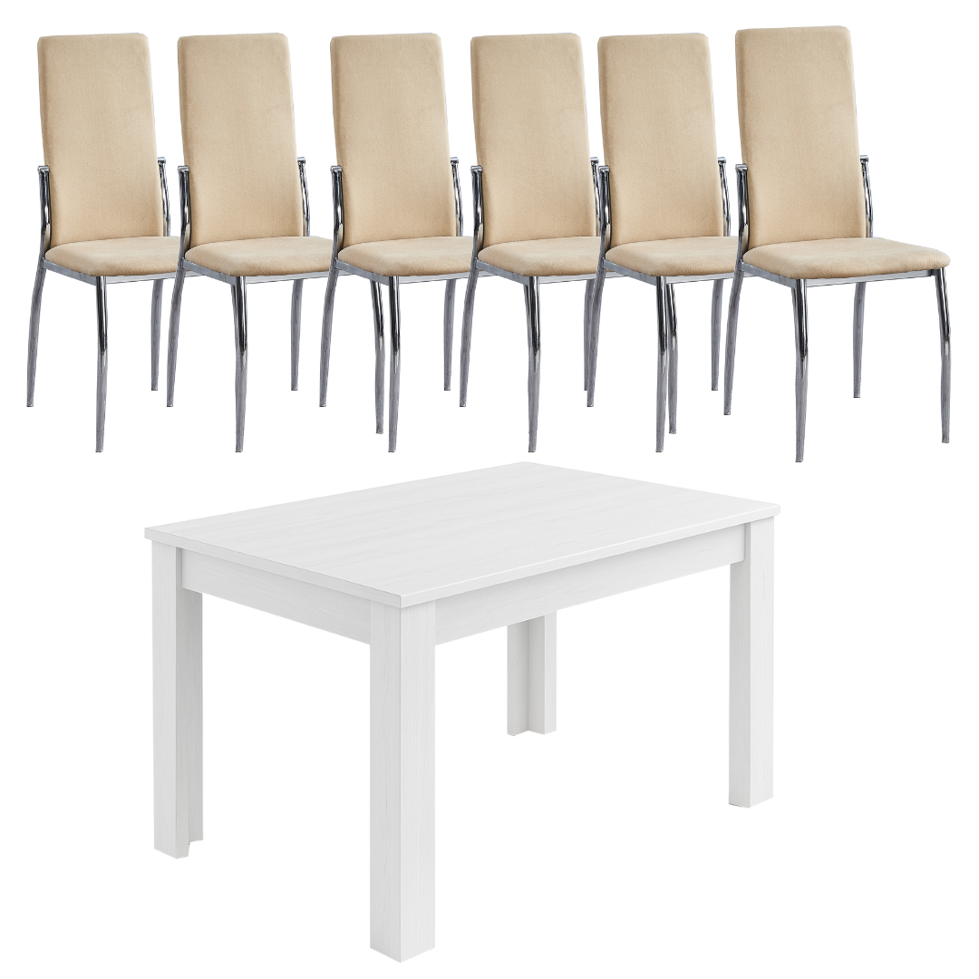 Conjunto de Mesa de Comedor Corfú con 6 Sillas Sakura