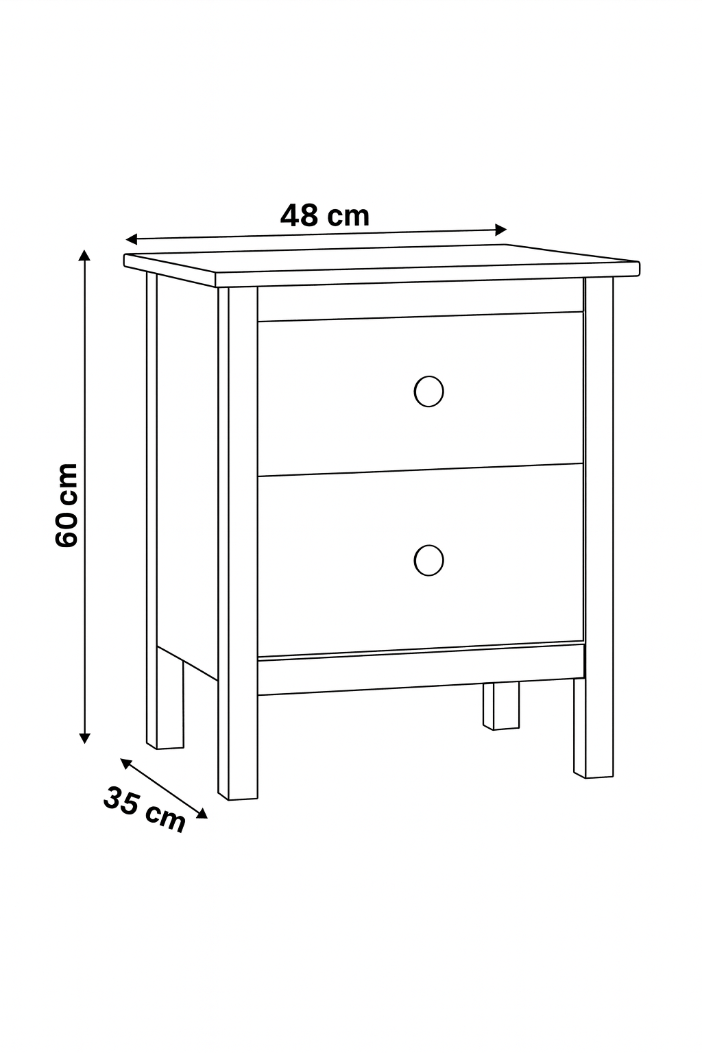 Mesita de noche Zeni de madera natural en color blanco o madera
