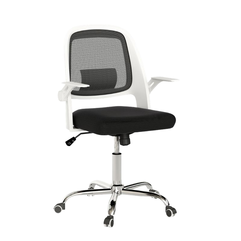 Silla de Escritorio Kiev – Blanca y Negra con Patas Cromadas