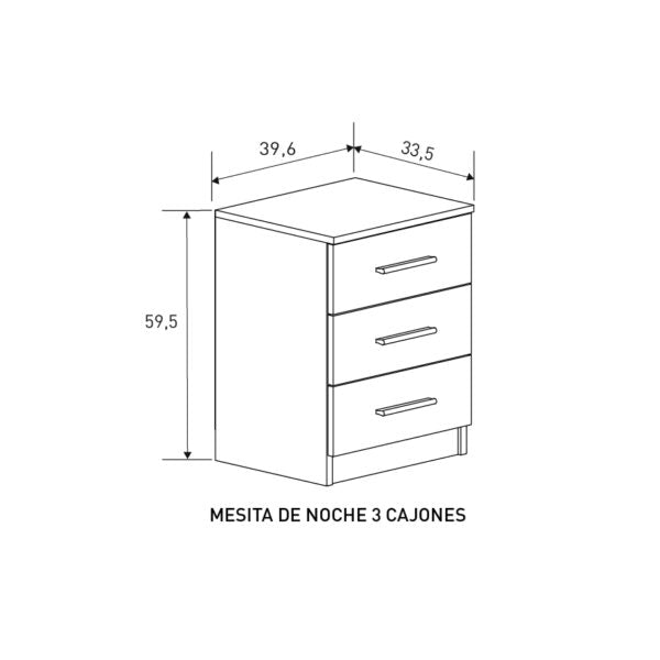 Mesita de Noche AURA – 3 Cajones
