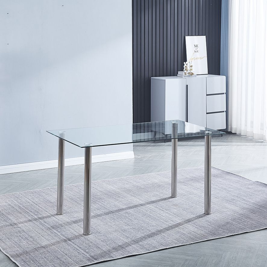 Mesa de cristal con patas cromadas Avatar X 140x80