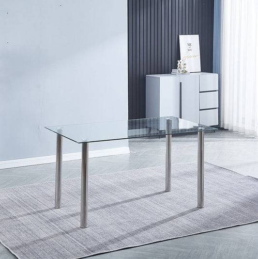 Mesa de cristal con patas cromadas Avatar X 140x80
