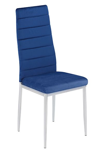 Pack 6 sillas de comedor velvet azul con patas cromadas Avatar