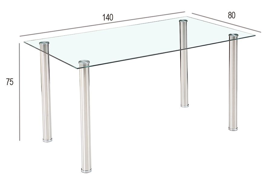 Mesa de cristal con patas cromadas Avatar X 140x80