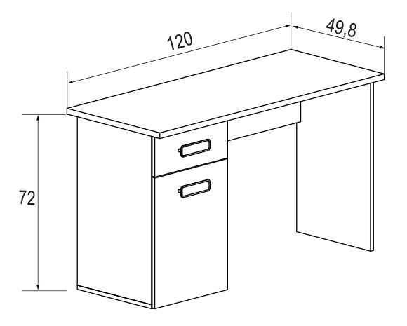 Escritorio Donald con Cajón y Puerta — Mesa de Estudio de 120 cm con Almacenaje