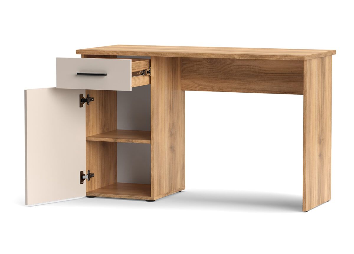 Escritorio Elba con Cajón y Puerta — Mesa de Estudio de 120 cm en Mauvella y Beige