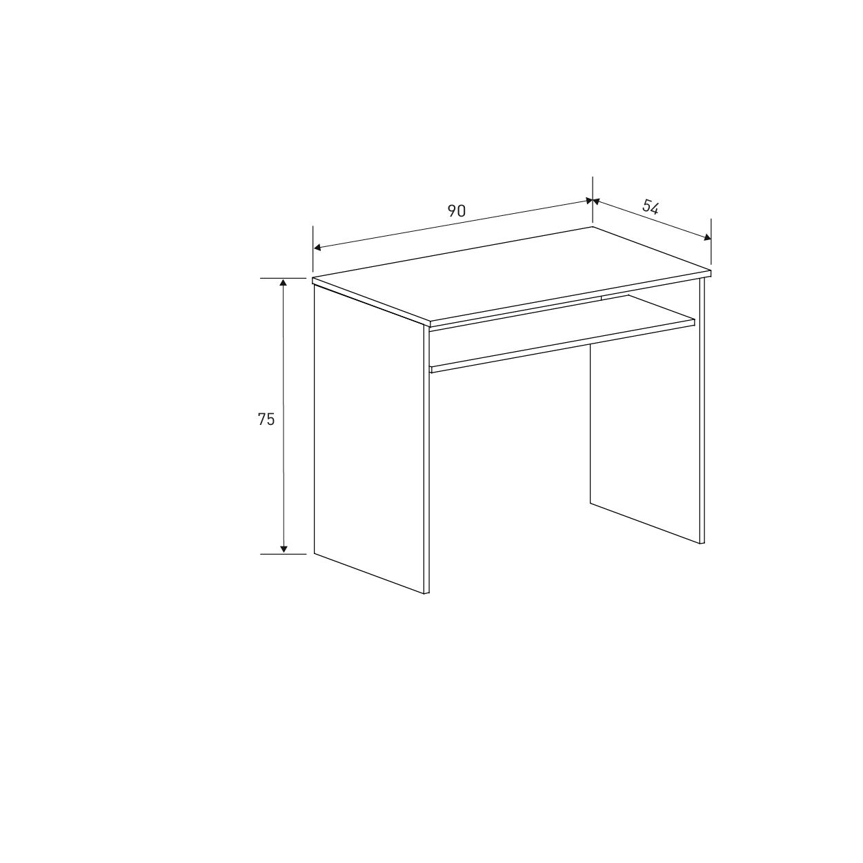 Escritorio Pequeño de 90 cm con Estante — Compacto en Efecto Madera Mauvella