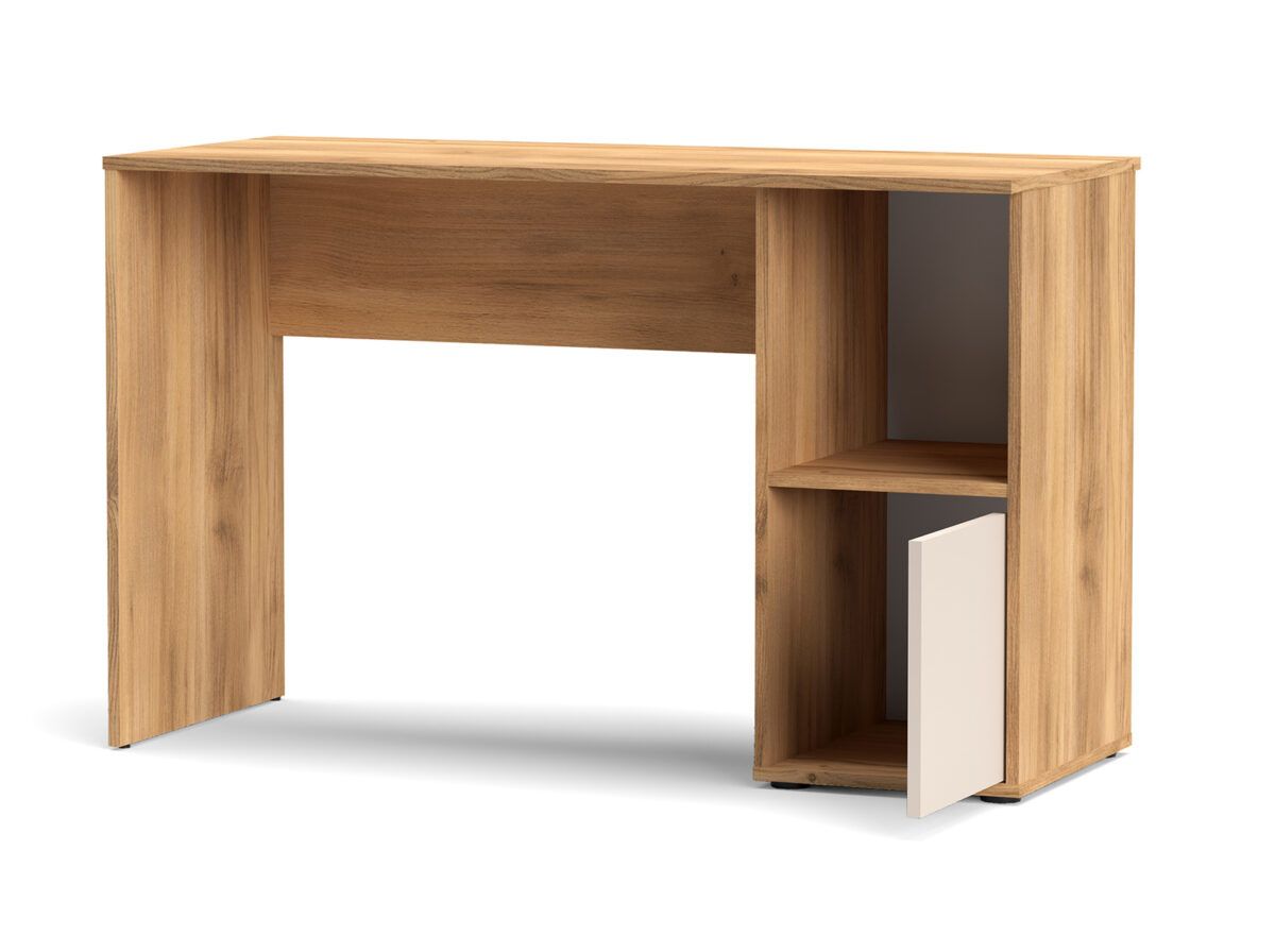 Escritorio Elba con Estante y Puerta — Mesa de Estudio de 120 cm en Mauvella y Beige