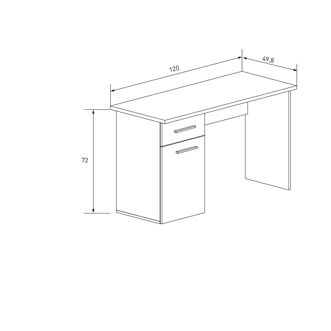 Escritorio Elba con Cajón y Puerta — Mesa de Estudio de 120 cm en Mauvella y Beige
