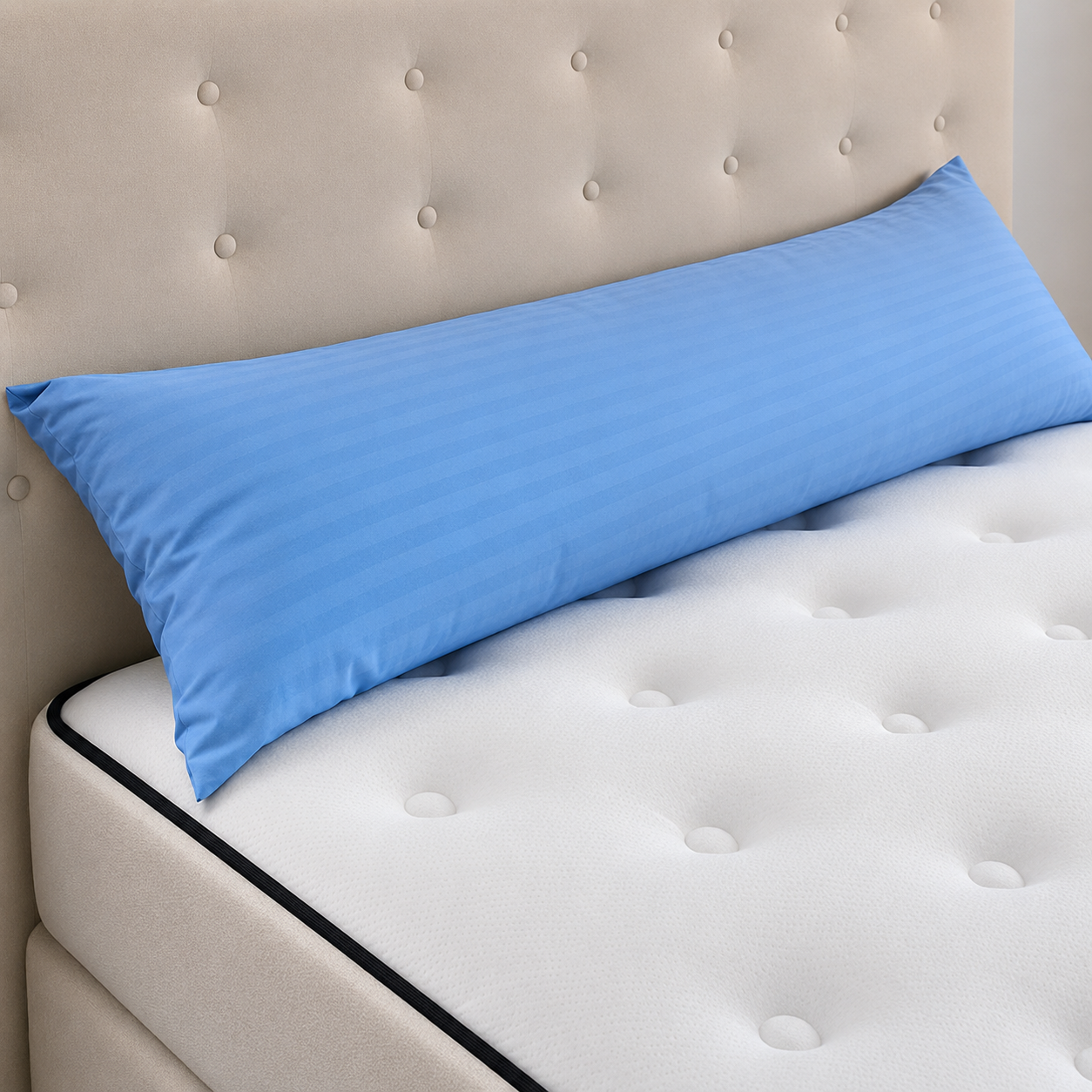 Funda de Almohada 100% Poliéster — Suave, Transpirable y Lavable, en Blanco y Azul