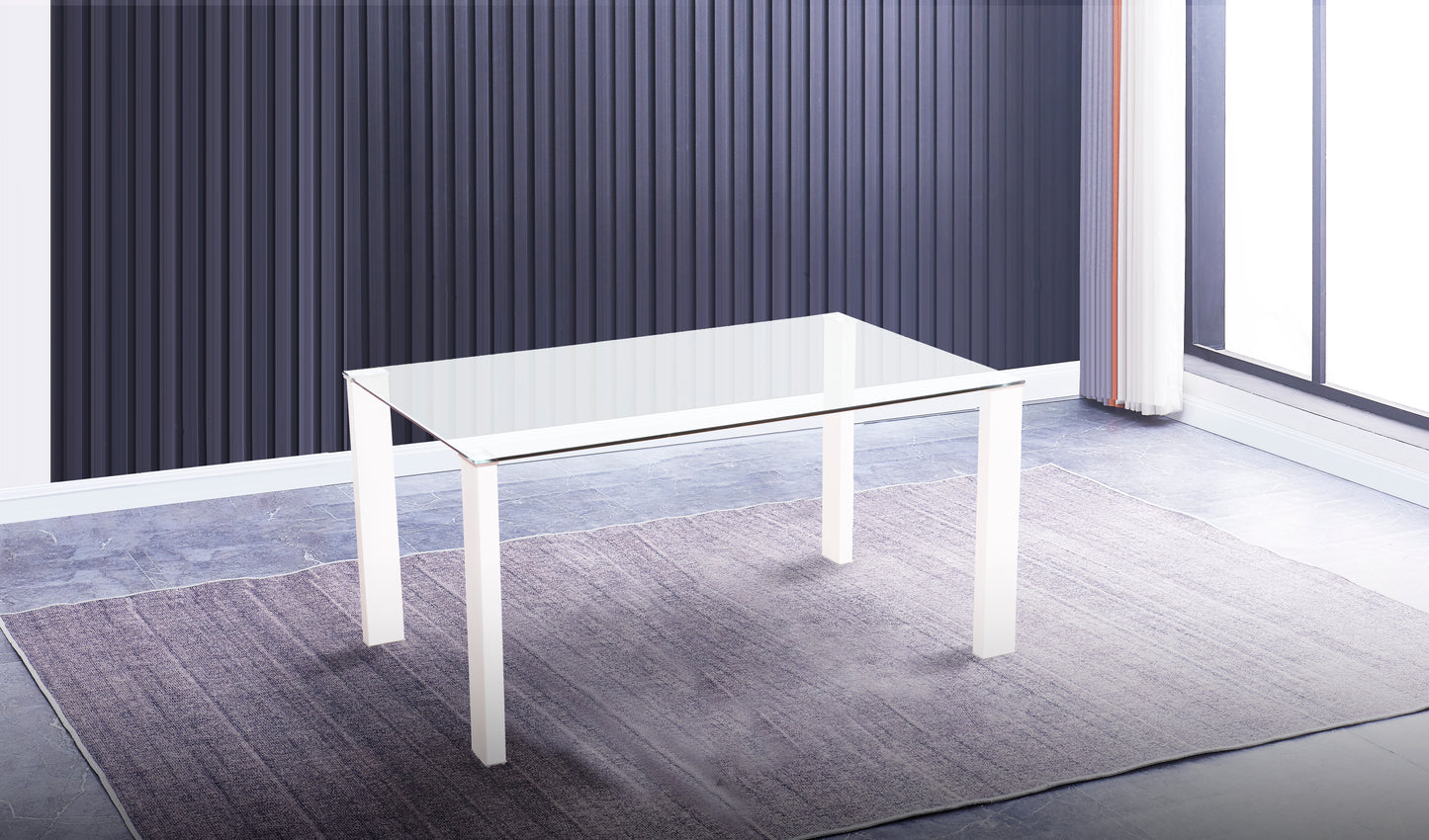 Mesa de Comedor Hana – Cristal con patas cromadas o blancas