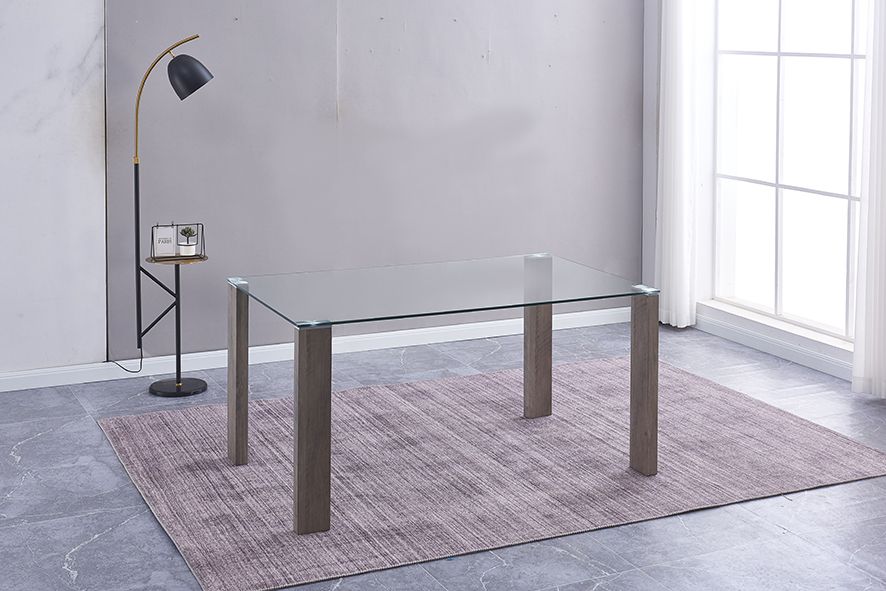 Mesa de Comedor Hana – Cristal con patas cromadas o blancas