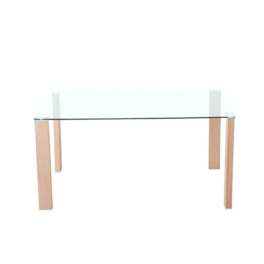 Mesa de Comedor Hana – Cristal con patas cambria o blancas