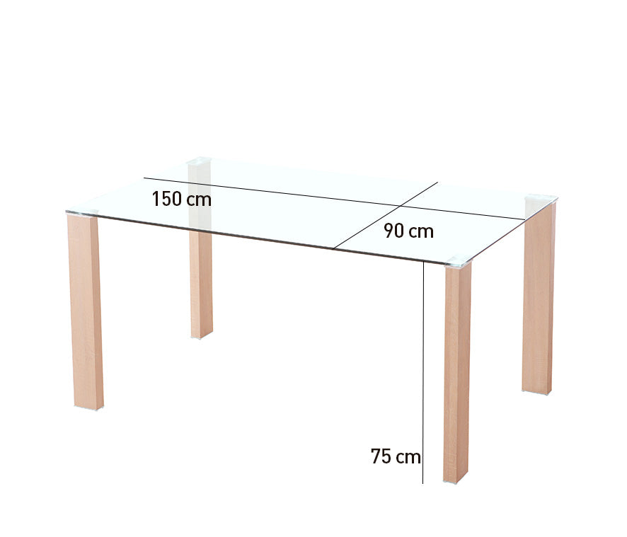 Mesa de Comedor Hana – Cristal con patas cambria o blancas