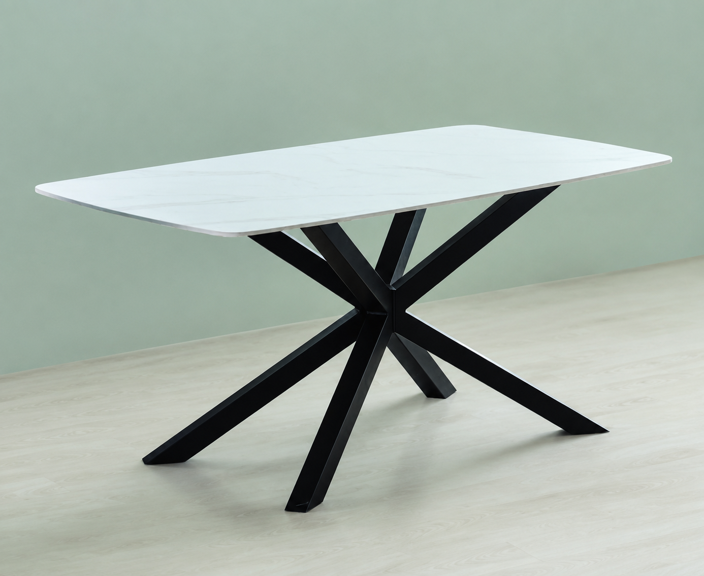 Mesa de Comedor Karina Ceramic — Cerámica Efecto Mármol Blanco de 12 mm, 160×90 cm
