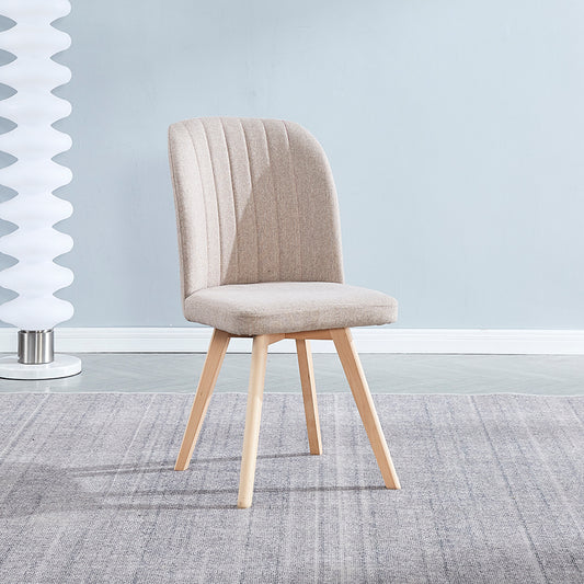 Silla de Comedor Lane Tapizada — Tela Beige o Gris con Patas de Madera de Pino, Pack de 4