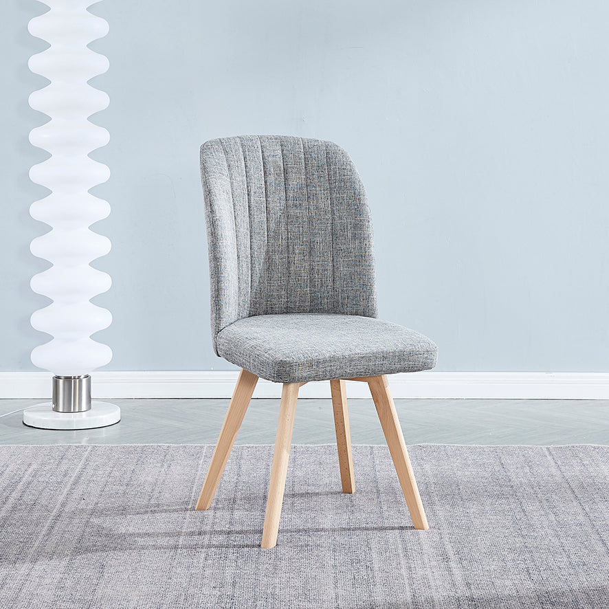 Silla de Comedor Lane Tapizada — Tela Beige o Gris con Patas de Madera de Pino, Pack de 4