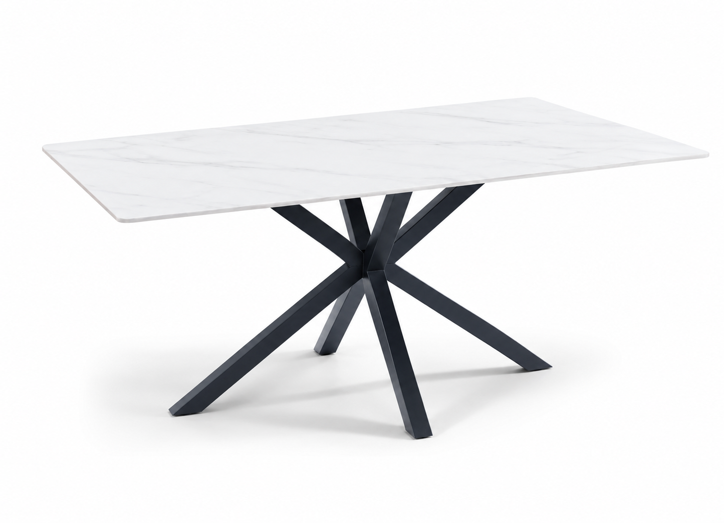 Mesa de Comedor Maya Ceramic — Cerámica Blanca Efecto Mármol de 12 mm, 150×90 cm