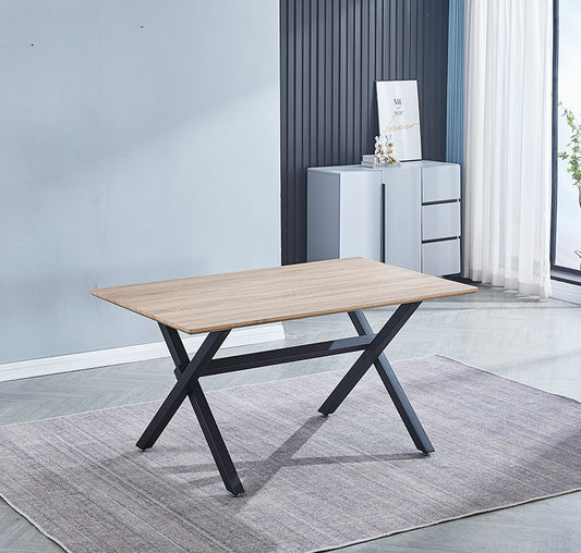 Mesa de Comedor Royce — Rectangular 150×90 cm con Patas Metálicas Negras, Estilo Industrial