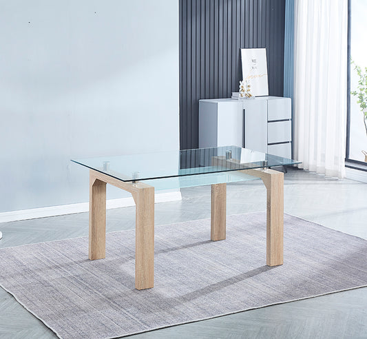 Mesa de Comedor Sensei — Cristal Templado con Bandeja Ahumada y Patas Cambrian, 150×90 cm