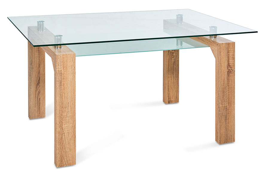 Mesa de Comedor Sensei — Cristal Templado con Bandeja Ahumada y Patas Cambrian, 150×90 cm