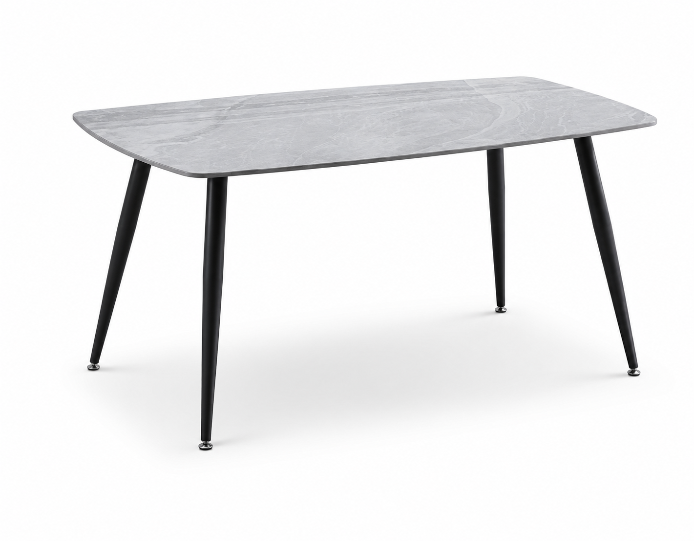 Mesa de Comedor Sander — Cerámica Efecto Mármol con Patas Metálicas Negras, 140×80 cm