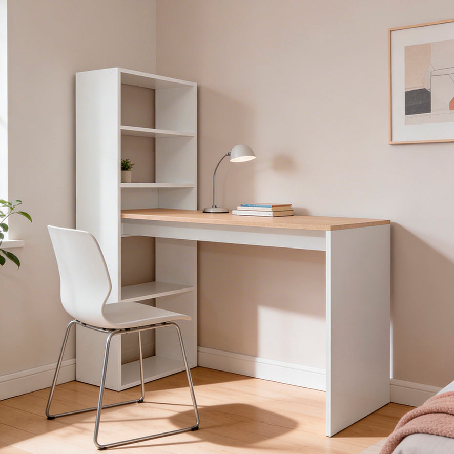 Escritorio Villena con Estantería — Mesa de Estudio con Librería Integrada