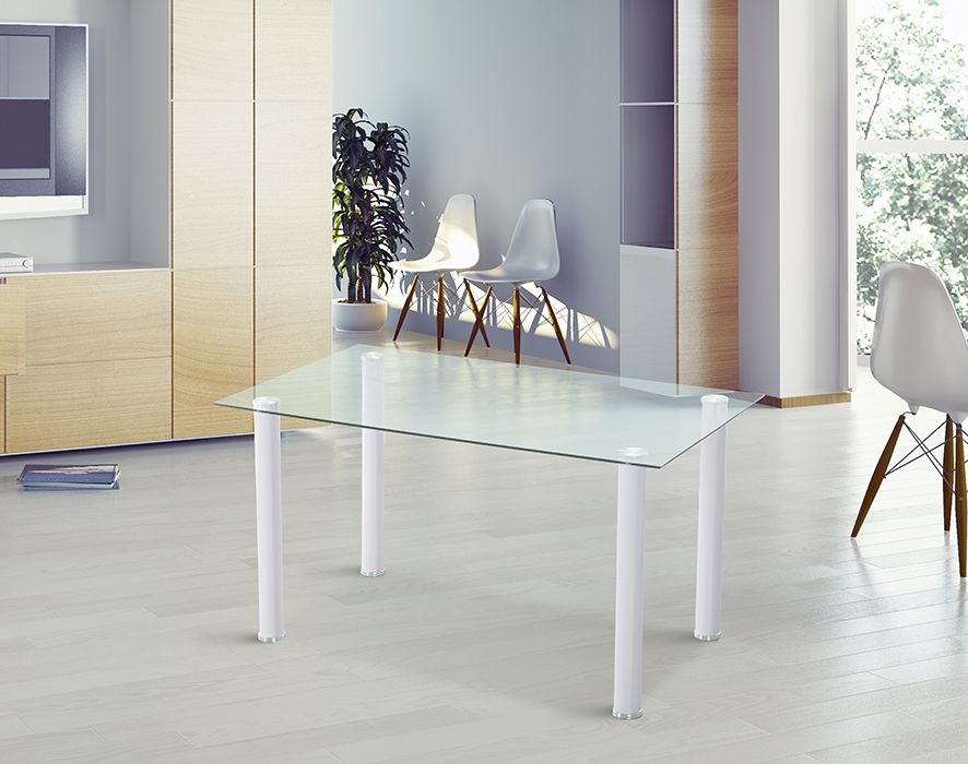Mesa de cristal con patas negras o blancas Yuri 140x80