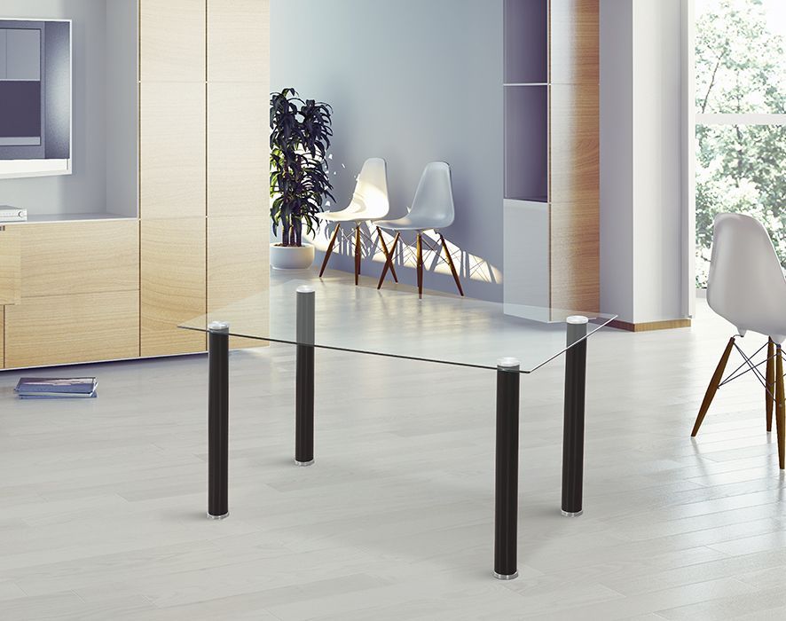 Mesa de cristal con patas negras o blancas Yuri 140x80