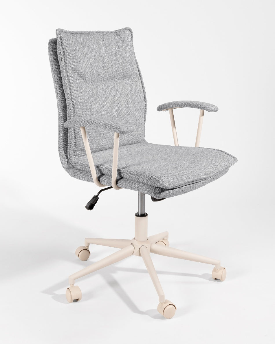 Silla de Escritorio Basel Ergo — Tapizada de Diseño Nórdico en Gris o Beige