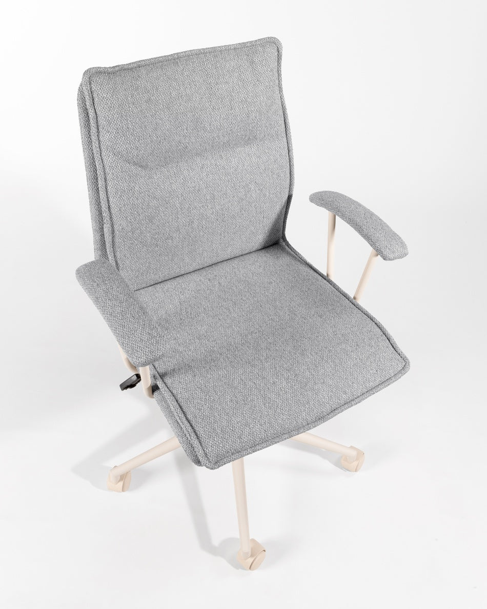 Silla de Escritorio Basel Ergo — Tapizada de Diseño Nórdico en Gris o Beige