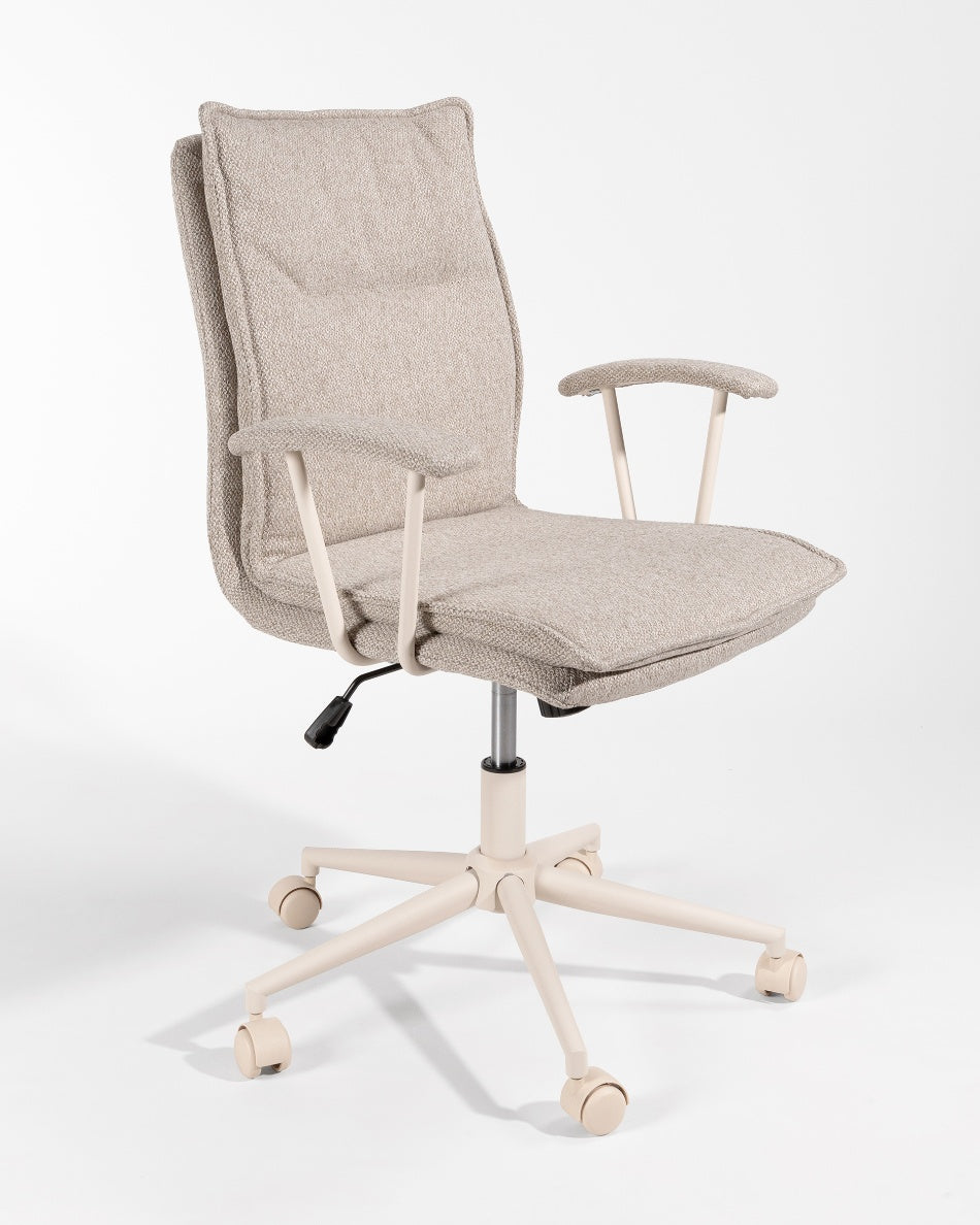 Silla de Escritorio Basel Ergo — Tapizada de Diseño Nórdico en Gris o Beige