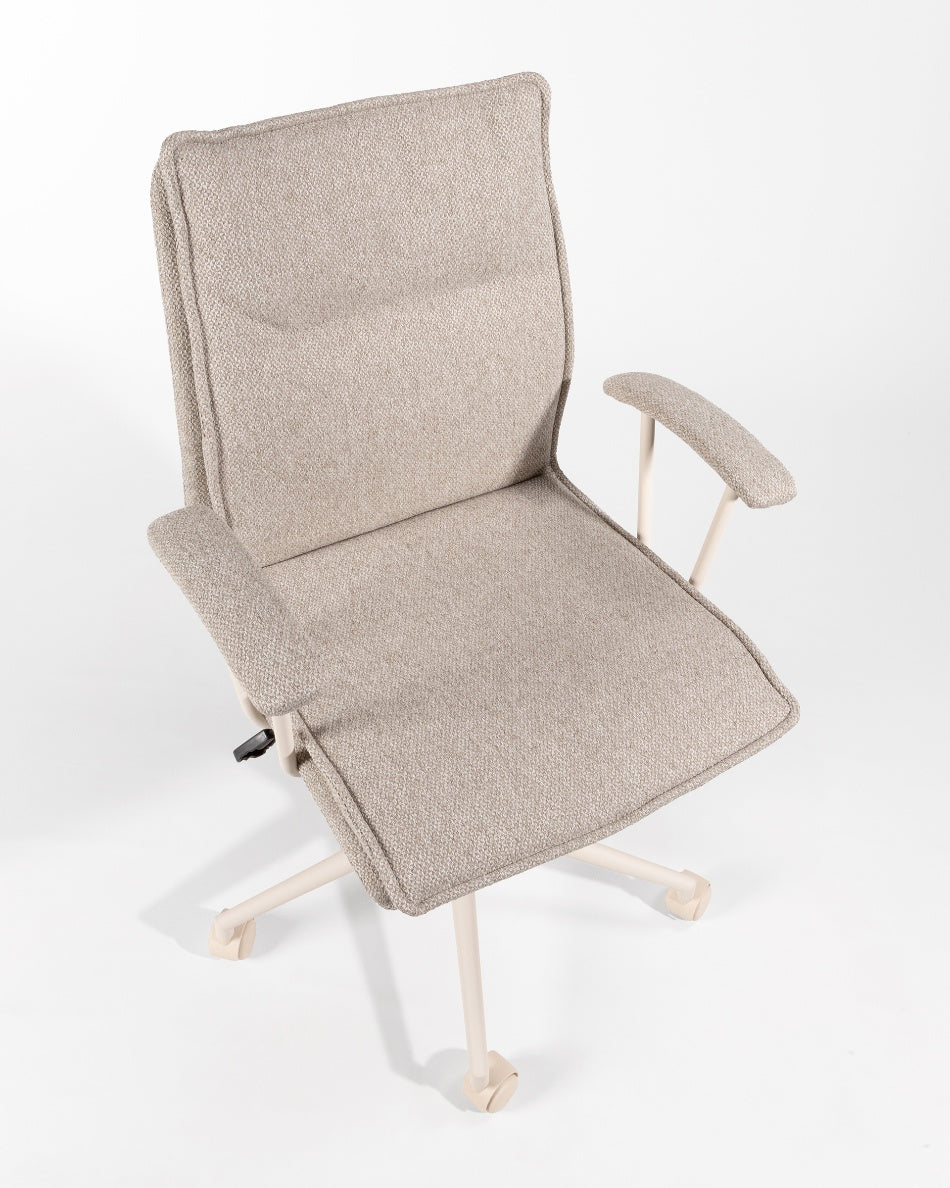 Silla de Escritorio Basel Ergo — Tapizada de Diseño Nórdico en Gris o Beige