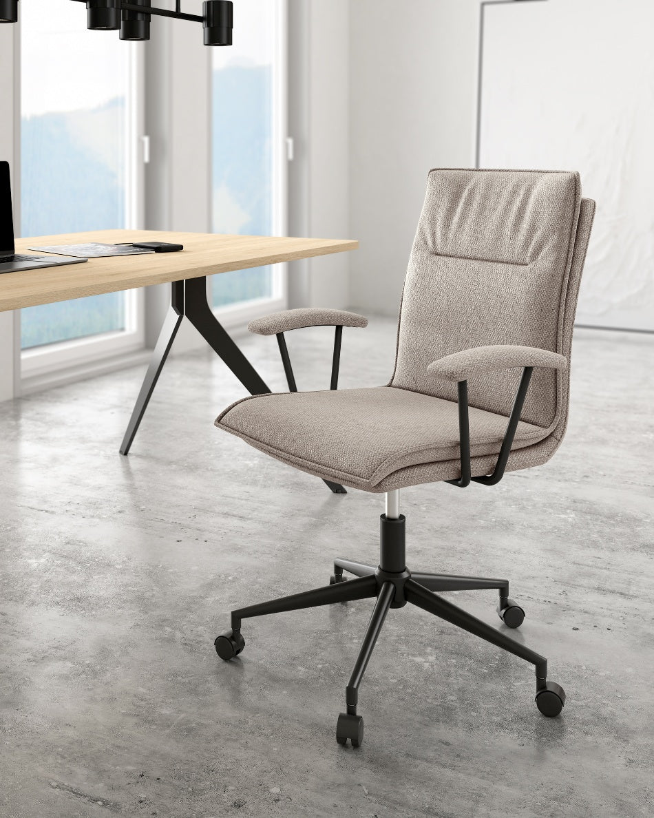 Silla de Despacho Bonn Ergo — Giratoria, Tapizada en Gris o Beige y Regulable en Altura