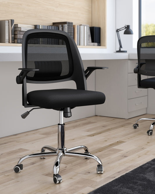 Silla de Escritorio Kiev – Blanca y Negra con Patas Cromadas