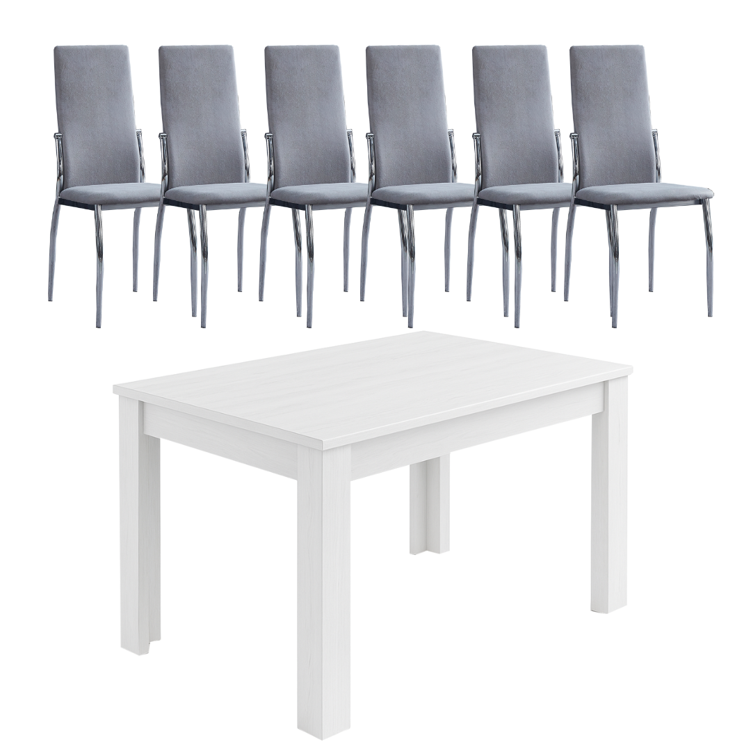 Conjunto de Mesa de Comedor Corfú con 6 Sillas Sakura