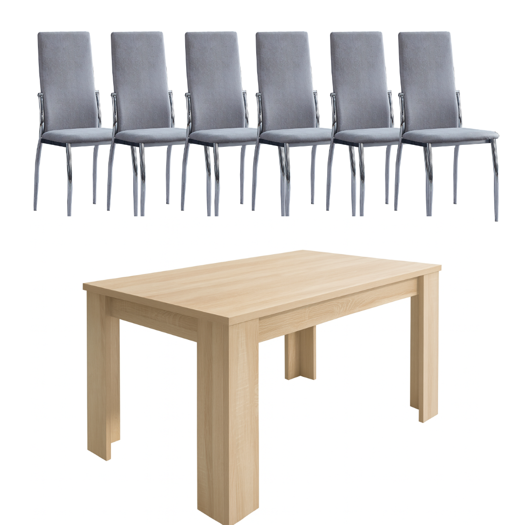 Conjunto de Mesa de Comedor Corfú con 6 Sillas Sakura