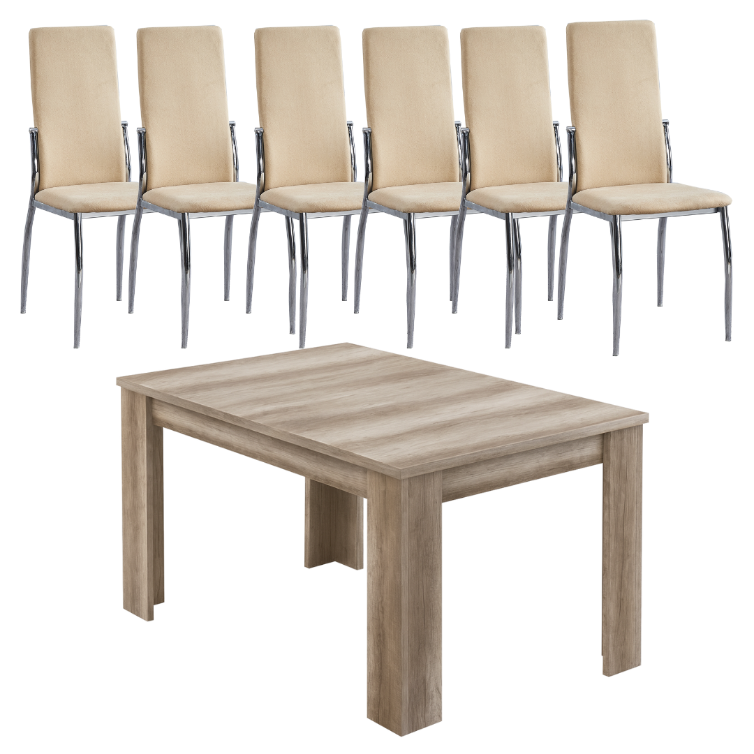 Conjunto de Mesa de Comedor Corfú con 6 Sillas Sakura