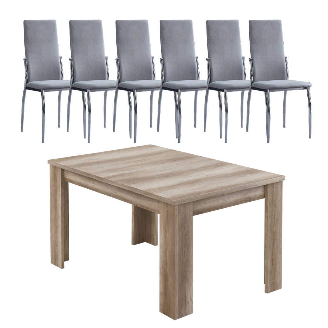 Conjunto de Mesa de Comedor Corfú con 6 Sillas Sakura